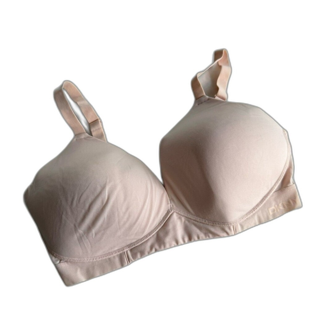DKNY Ballerina/Blush Wireless Microfiber Plunge Bra Size Large 38C 36D 38D NWOT